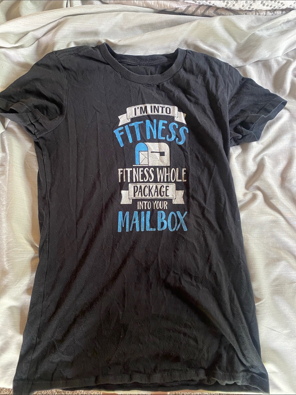 Black Graphic Tee with Blue & White Print - Men's Casual Shirt